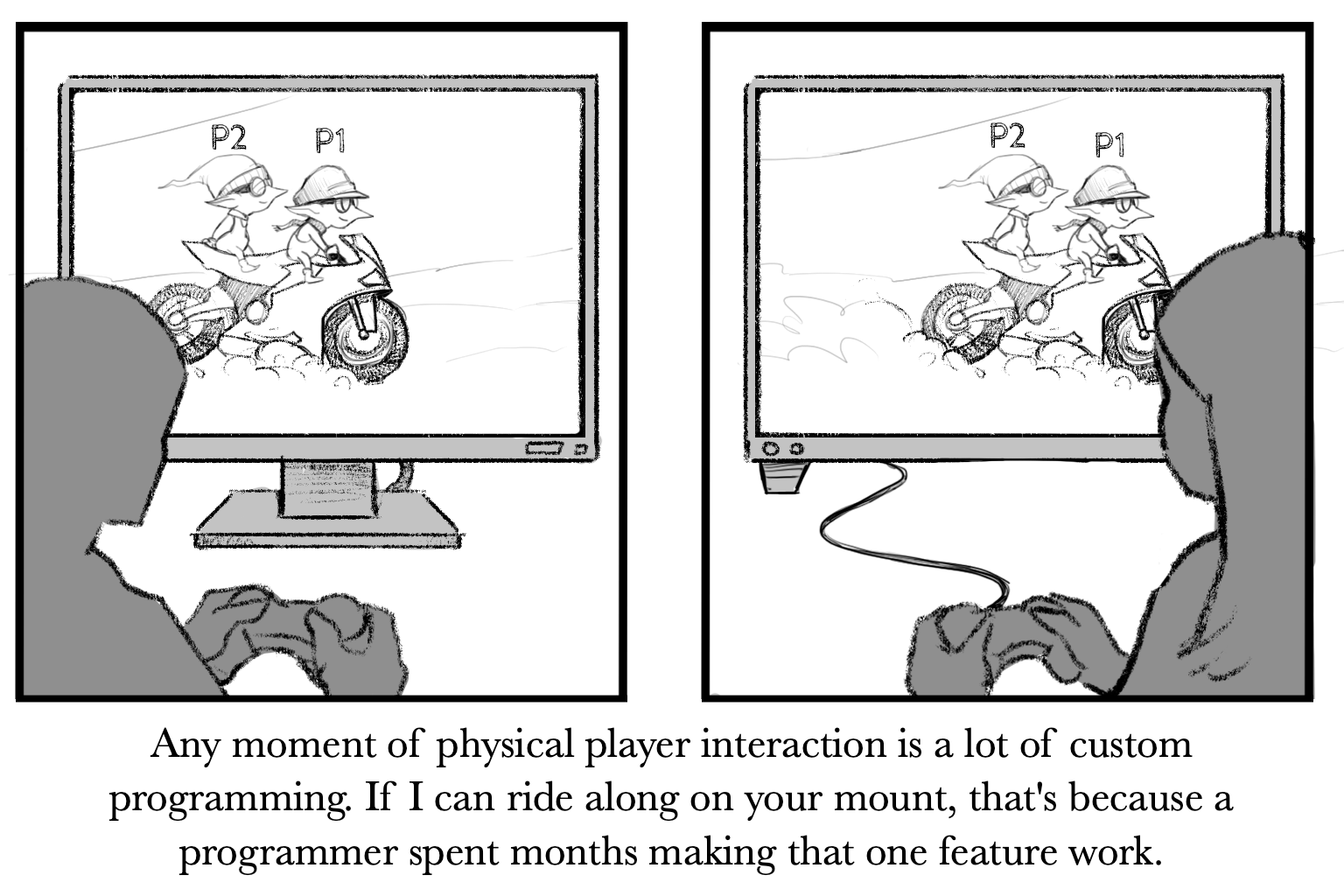 Player-to-player physical interactions need custom programming