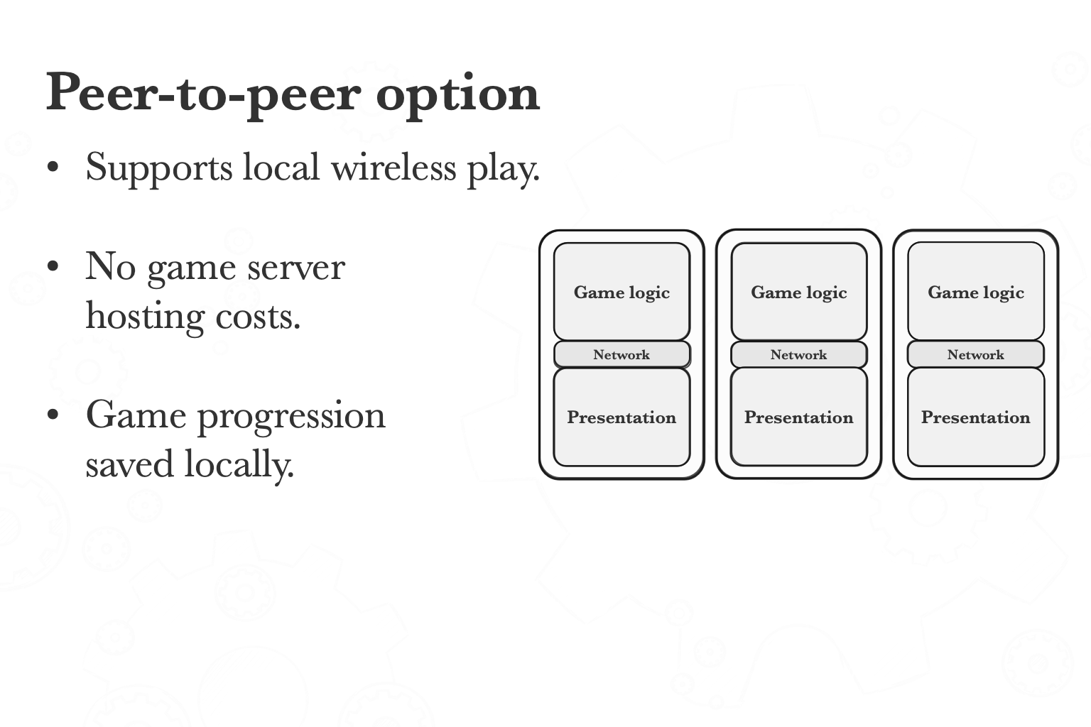 Peer-to-peer deployment option
